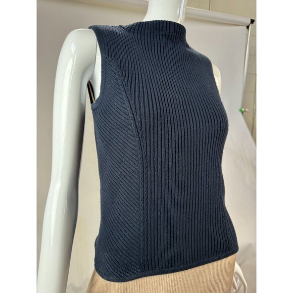 Tommy Hilfiger Navy Blue Sleeveless Ribbed Knit Cotton Top Size SP - Picture 2 of 16